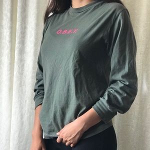 Obey Salvage Long Sleeve Army Green T-shirt